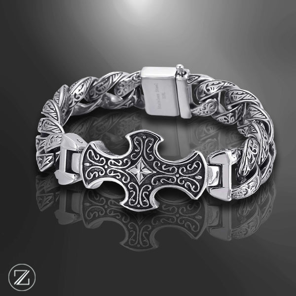 bracelet croix homme, bracelet médiéval, bijou gothique, bracelet argent ancien, bracelet viking homme, bijou symbolique homme, bracelet masculin original, bijou artisanal homme
