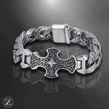 bracelet croix homme, bracelet médiéval, bijou gothique, bracelet argent ancien, bracelet viking homme, bijou symbolique homme, bracelet masculin original, bijou artisanal homme
