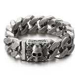 Bracelet Skull Homme en Argent Massif – Éminence Skull-Lux | Bijou Biker Luxe, Chaîne Large, Style Rock Premium