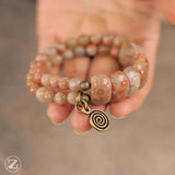 Bracelet corail naturel double rang – Bijou oriental mixte en pierre & laiton – Protection et énergie