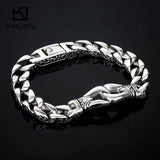 Bracelet ROCKSAN SLIM en acier inoxydable finement gravé de motifs aztèques. Élégance discrète, style antique revisité pour un look masculin affirmé