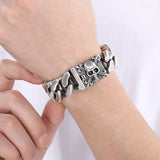 Bracelet Skull Homme en Argent Massif – Éminence Skull-Lux | Bijou Biker Luxe, Chaîne Large, Style Rock Premium