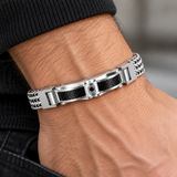 BRACELET EN ACIER, ET FIBRE DE CARBONE 