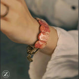  Bracelet en cuivre & corail fossile