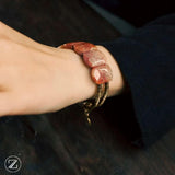  Bracelet en cuivre & corail fossile