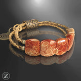  Bracelet en cuivre & corail fossile
