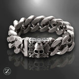 Bracelet Skull Homme en Argent Massif – Éminence Skull-Lux | Bijou Biker Luxe, Chaîne Large, Style Rock Premium