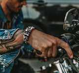 Bracelet Skull Homme en Argent Massif – Éminence Skull-Lux | Bijou Biker Luxe, Chaîne Large, Style Rock Premium