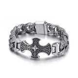 bracelet croix homme, bracelet médiéval, bijou gothique, bracelet argent ancien, bracelet viking homme, bijou symbolique homme, bracelet masculin original, bijou artisanal homme


