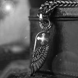Pendentif Croix Ailée en Acier et Zirconium