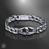 Bracelet ROCKSAN SLIM en acier inoxydable finement gravé de motifs aztèques. Élégance discrète, style antique revisité pour un look masculin affirmé