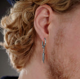 BOUCLE D'OREILLE EN ACIER PENDENTIFS PLUMES