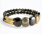 Bracelet Kalon en Pierres Obsidienne Dorée & Cuivre