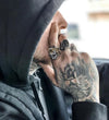 bague biker-homme-tête de mort-bagues maçonniques-Chevalière skull-zahros.