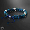 Bracelet macramé en perles d'apatite bleues de 6mm pour hommes et femmes.Zahros