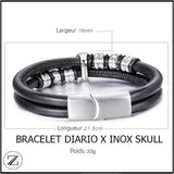 BRACELET DIARIO X INOX SKULL-ZAHROS