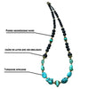 Collier en pierre indonésienne noire et pierre turquoise africaine
