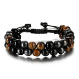 bracelet de perles œil de tigre hématite et indonésienne noire. Zahros